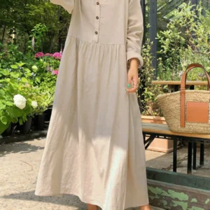 فستان نسائي أنيق من القطن الصلب لربيع وخريف 2022 فستان ماكسي بوهيمي من zanzea فساتين قميص غير رسمية بأكمام طويلة مقاس كبير